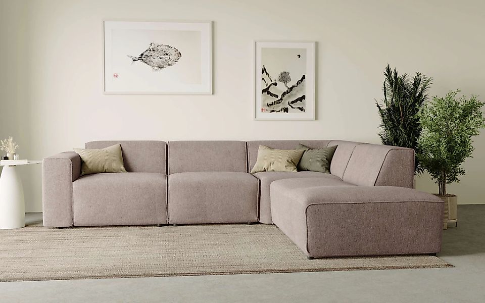 andas Ecksofa "Noord mit Kedernaht, Breite 282 cm", Cord, Struktur, Webstof günstig online kaufen