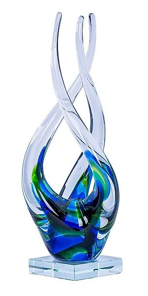 Levandeo® Skulptur, Designer Skulptur H32cm Glasskulptur Blau Grün Glasfigu günstig online kaufen