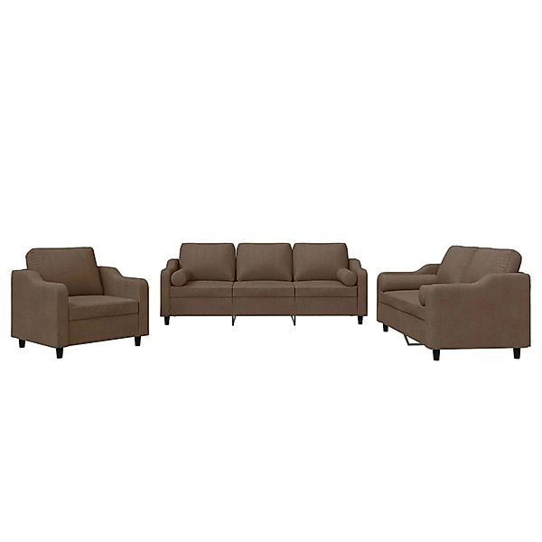 vidaXL 3-Tlg Sofagarnitur mit Kissen Braun Stoff 3201789 günstig online kaufen