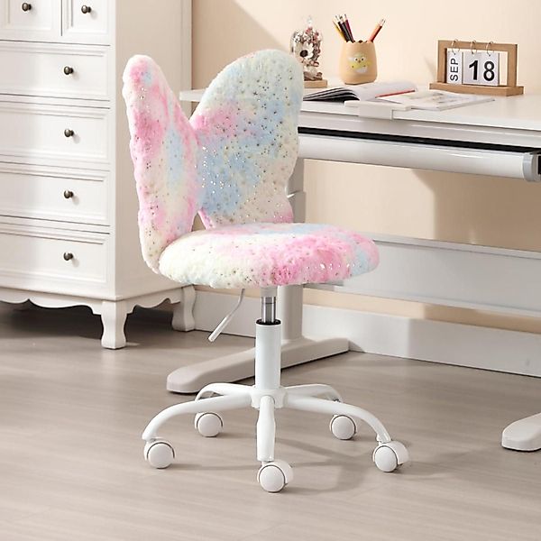 LuxusKollektion Kinderstuhl Kunstfell Kinder Schreibtischstuhl Rosa günstig online kaufen