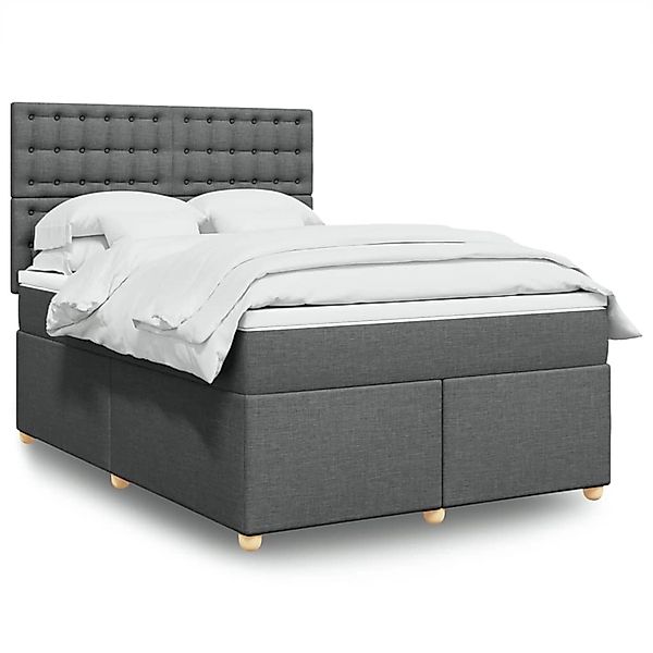 vidaXL Boxspringbett mit Matratze Dunkelgrau 140x200 cm Stoff 3293618 günstig online kaufen