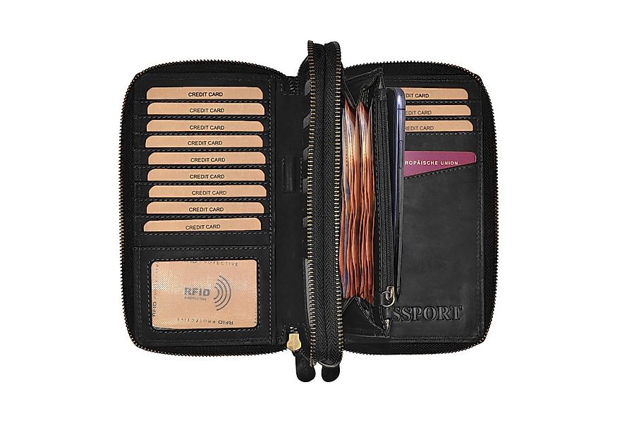Benthill Geldbörse Echt Leder XXL RFID Große Reisebrieftasche Portemonnaie günstig online kaufen