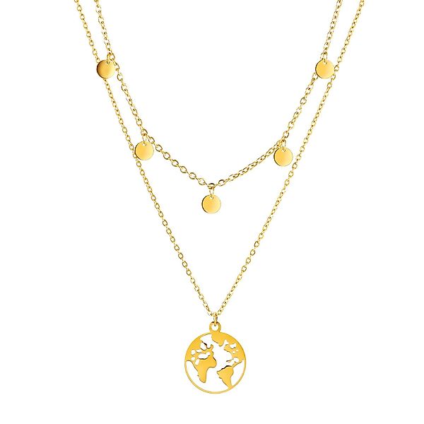 Kim Johanson Schmuckset Plättchen & Weltkarte, 2 x Ketten Set günstig online kaufen