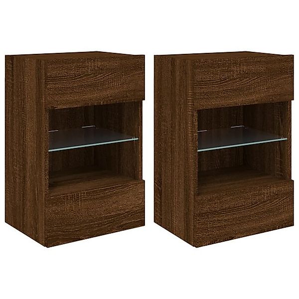 vidaXL TV-Schrank TV-Wandschränke mit LED-Leuchten 2 Stk. Braun Eichen-Opti günstig online kaufen