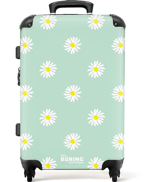 NoBoringSuitcases.com© Hartschalen-Trolley Pastellgrün mit Gänseblümchen 67 günstig online kaufen