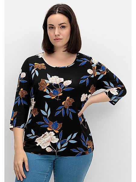 Sheego 3/4-Arm-Shirt Große Größen mit Blumenprint, günstig online kaufen