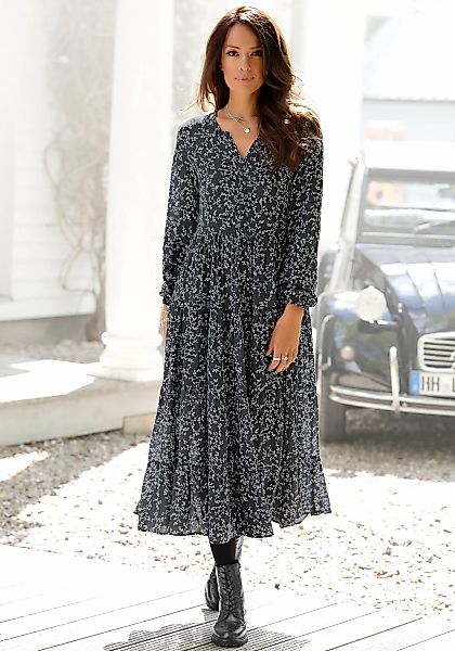 LASCANA Maxikleid mit Blumenprint und Volants, günstig online kaufen