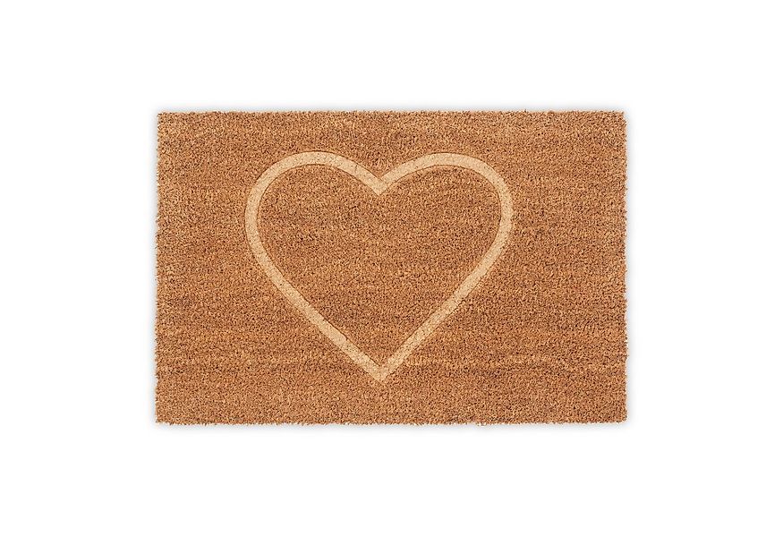 relaxdays Fußmatte Kokos Fußmatte Herz, rechteckig, Höhe: 15 mm günstig online kaufen