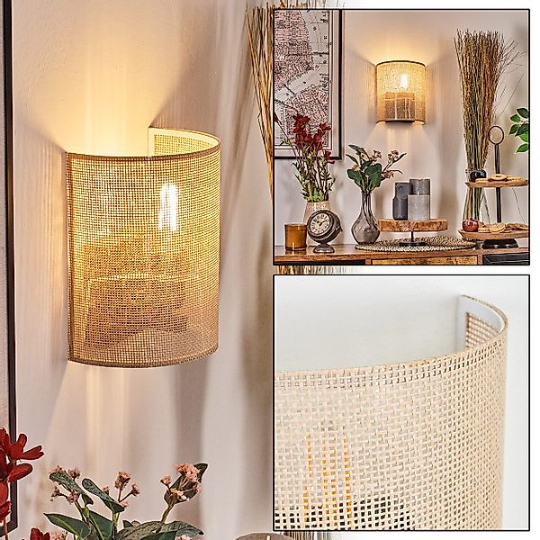 hofstein Wandleuchte Wandlampe aus Metall/Papiergeflecht in günstig online kaufen