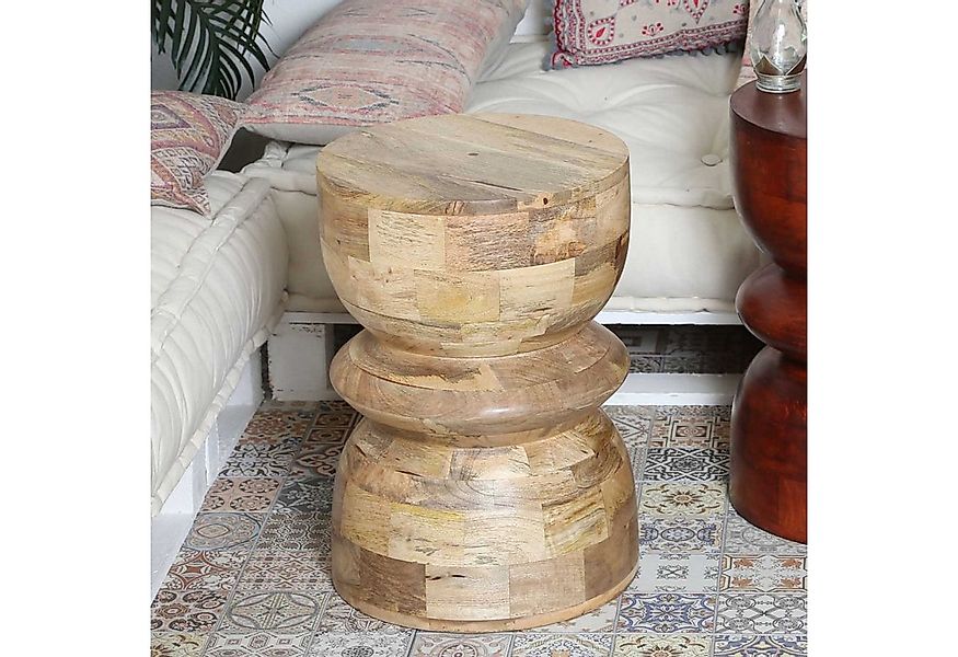 Casa Moro Sitzhocker Orientalischer Holz Hocker MILANO Natur rund aus Massi günstig online kaufen