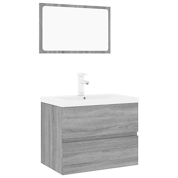 vidaXL Badezimmer-Set Badmöbel-Set Grau Sonoma Holzwerkstoff, günstig online kaufen