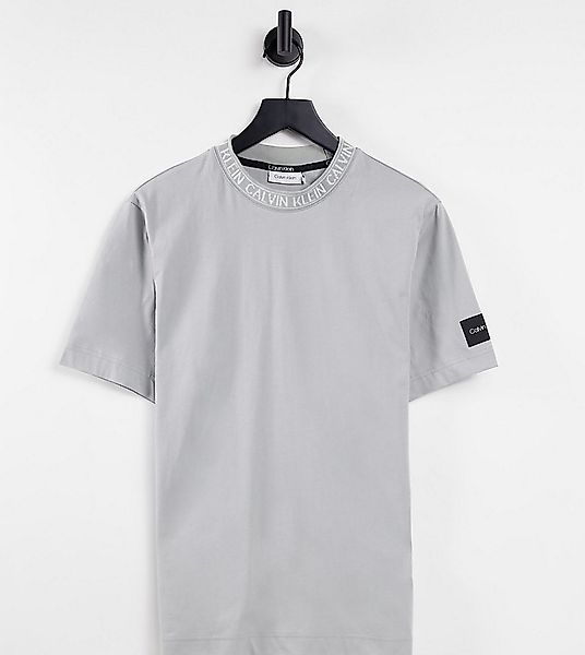 Calvin Klein – Lauf-T-Shirt in Grau mit Logo am Ausschnitt, exklusiv bei AS günstig online kaufen