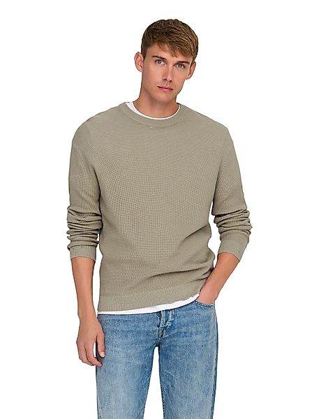 Only & Sons Herren Pullover ONSTONY DS 12 LS WAFFLE CREW KNIT - Regular Fit günstig online kaufen