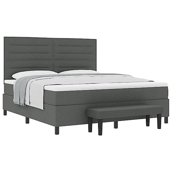 vidaXL Bett Boxspringbett mit Matratze & Bank Dunkelgrau 180x200 cm Stoff ( günstig online kaufen