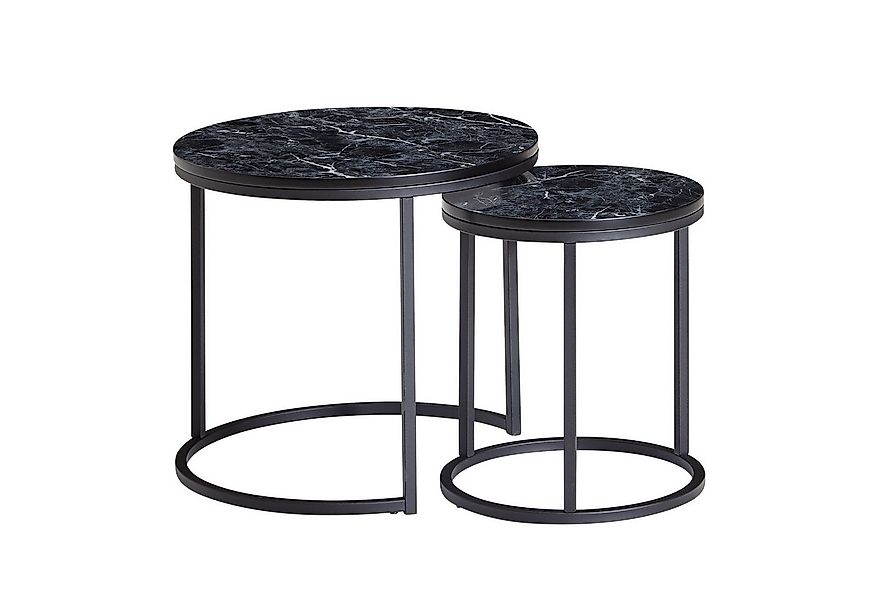 FINEBUY Satztisch FB24020 Beistelltisch 2er Set Couchtisch Marmor Optik Woh günstig online kaufen