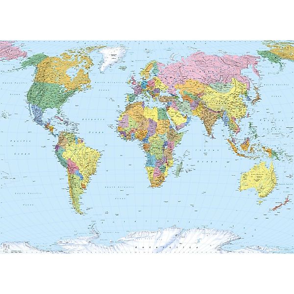 Komar Fototapete World Map Multicolor 270 x 188 cm 611059 günstig online kaufen