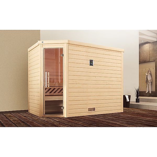 Weka Massivholzsauna Turku 3 Sparset 9 kW Kompakt Glastür günstig online kaufen