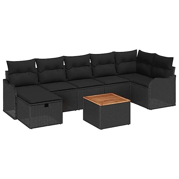 vidaXL Garten-Sofa-Set mit Kissen 8-Tlg Schwarz Poly Rattan 3359492 günstig online kaufen
