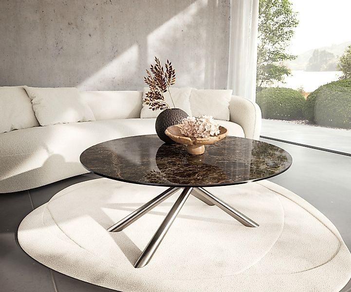 Couchtisch Edge Rund 100x100 cm Keramik Emperador Extra Lucidato Dunkelbrau günstig online kaufen