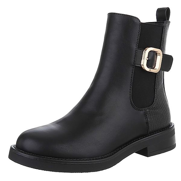 Ital-Design Elegante schwarze Stiefelette mit Schnalle günstig online kaufen