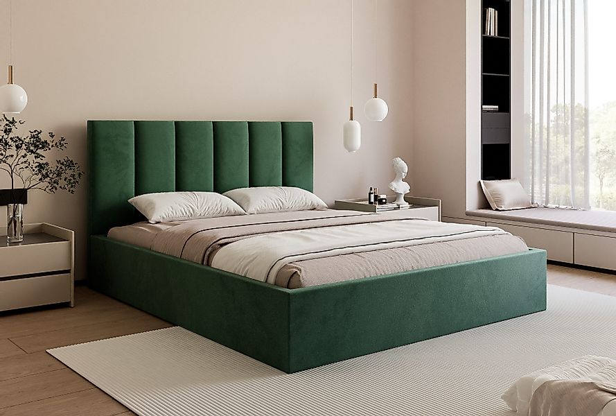 Goldstoff Polsterbett mit Stauraum & elegantem günstig online kaufen