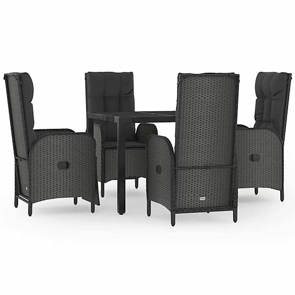 Vidaxl 5-tlg. Garten-essgruppe Mit Kissen Schwarz Poly Rattan günstig online kaufen