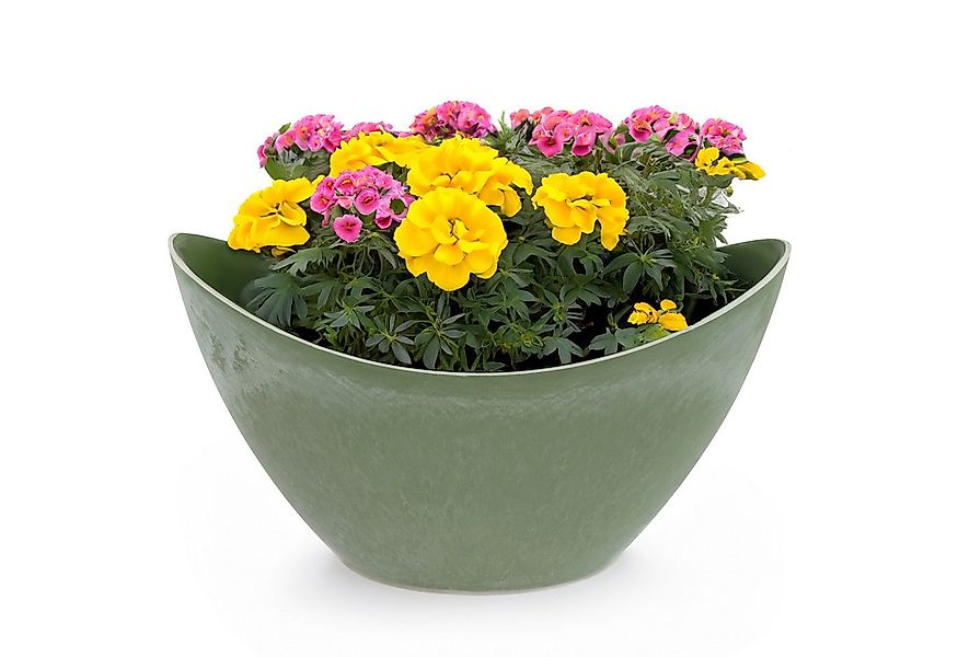 matches21 HOME & HOBBY Blumentopf Hohe Pflanzschale oval Vintage oliv-grün günstig online kaufen