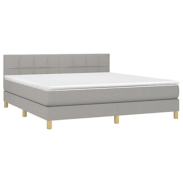 vidaXL Boxspringbett mit Matratze & LED Hellgrau 160x200 cm Stoff 3133725 günstig online kaufen