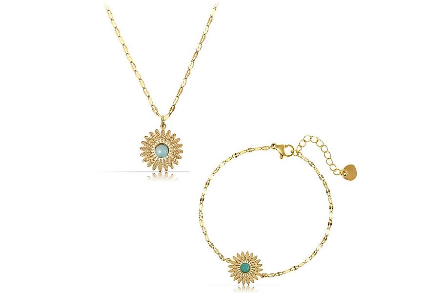 Made by Nami Schmuckset Damen Armband und Halskette mit türkisem Edelstein günstig online kaufen