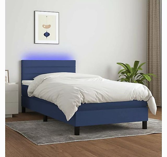 vidaXL Boxspringbett Boxspringbett mit Matratze LED Blau 100x200 cm Stoff B günstig online kaufen