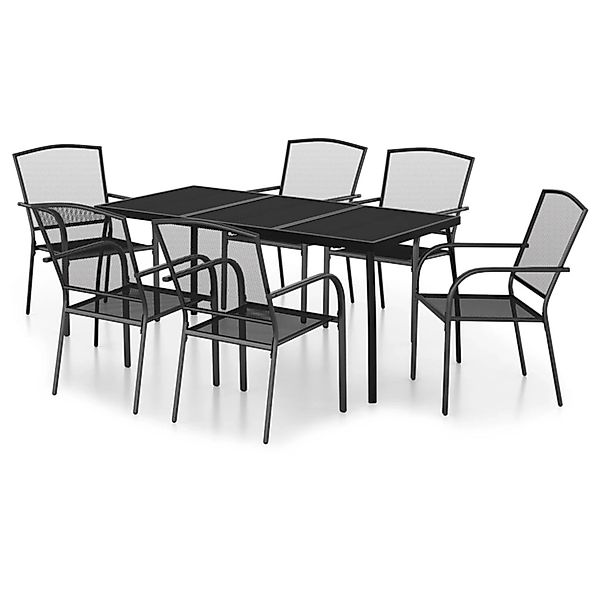 vidaXL Garten-Essgruppe 7-tlg. Garten-Essgruppe Anthrazit Stahl, günstig online kaufen