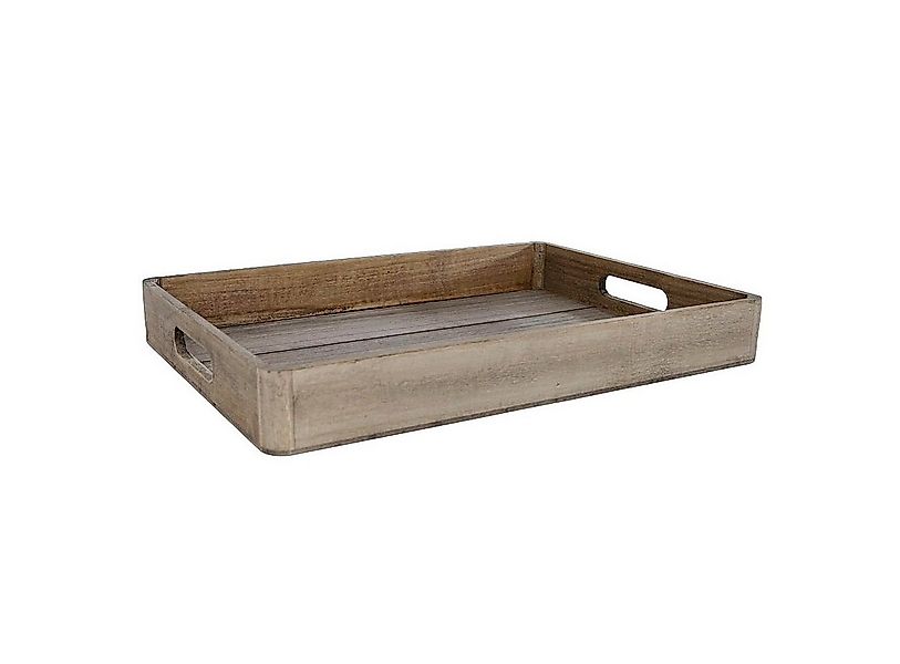 Macosa Home Dekotablett Holztablett Grau 36 cm Holz rechteckig mit Griffen günstig online kaufen