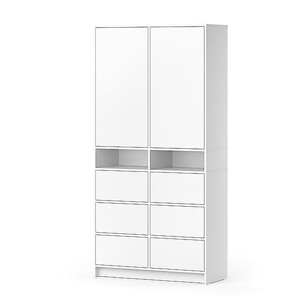 Vicco Kleiderschrank Naara, Weiß/Weiß, 98.6 x günstig online kaufen