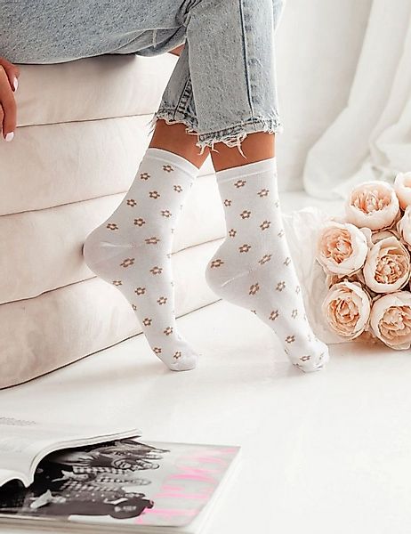 Lycille Socken SOCKEN AUS BAUMWOLLE MIT BLUMENMUSTER günstig online kaufen