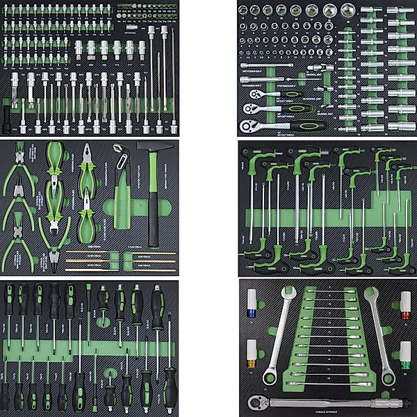 TRUTZHOLM Werkzeugset 6xWerkstattwageneinlagen 520x400mm bestückt 254 günstig online kaufen