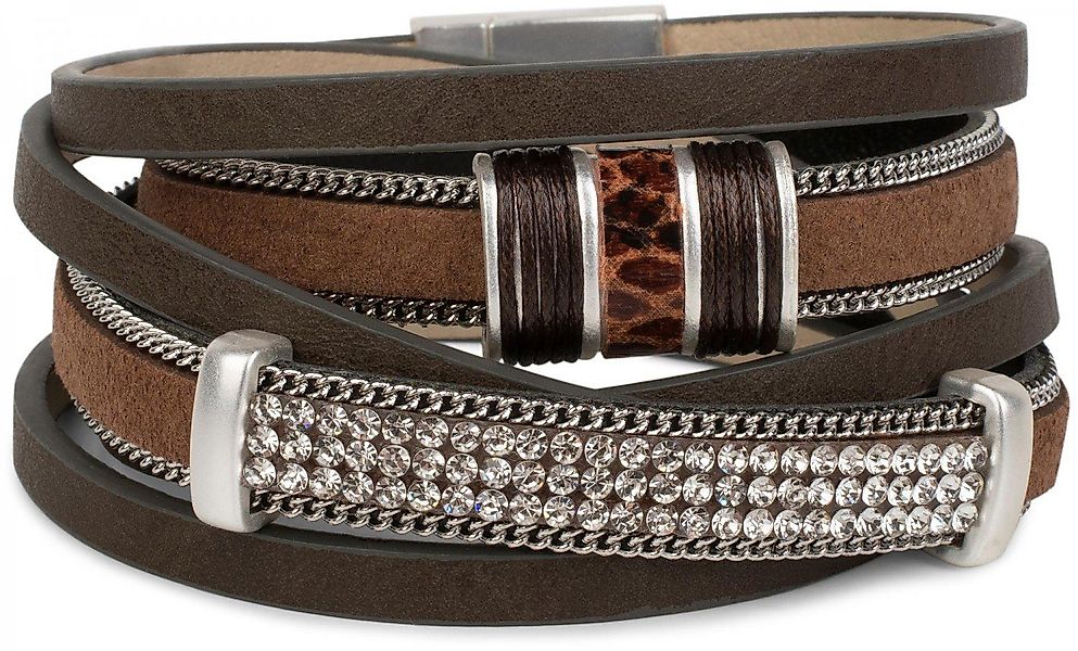 styleBREAKER Wickelarmband Wickelarmband mit Strass, Gliederkette, günstig online kaufen