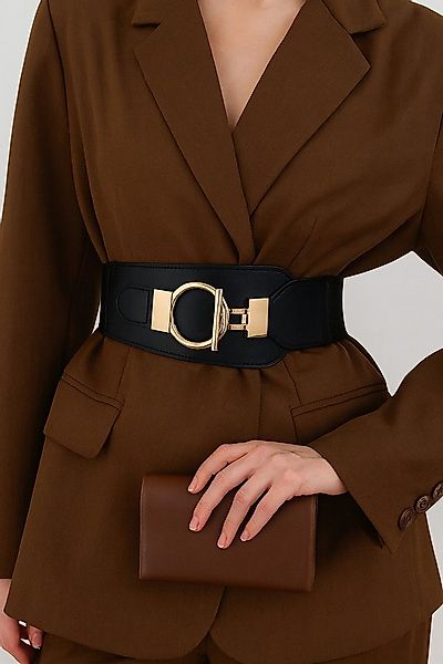 Ella Jonte Stretchgürtel schwarz gold Taillengürtel 75 - 90 cm elastisch günstig online kaufen