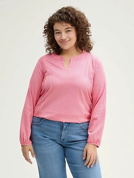 TOM TAILOR PLUS Langarmshirt Plus Size - Blusenshirt mit Bio-Baumwolle günstig online kaufen