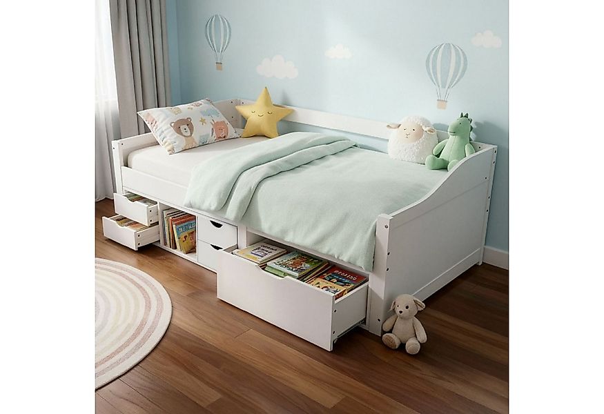 Juskys Stauraumbett Nalu, 90x200 cm Funktionsbett mit Lattenrost & Schublad günstig online kaufen