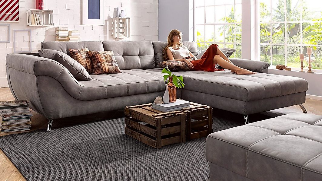Jockenhöfer Gruppe Ecksofa "San Francisco L-Form, B: 358 cm" mit Zierkissen günstig online kaufen