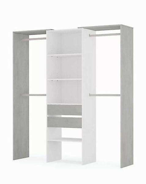 FORES HABITAT Kleiderschrank in Artik-Weiß / Beton Grau - 179x202x50 (BxHxT günstig online kaufen