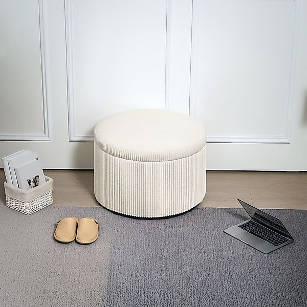 HOMCOM Sitzhocker mit Stauraum Hocker mit Deckel, Runder Polsterhocker Fußh günstig online kaufen