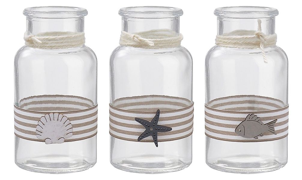 ZauberDeko Tischvase Vasen Maritim Creme Blau günstig online kaufen