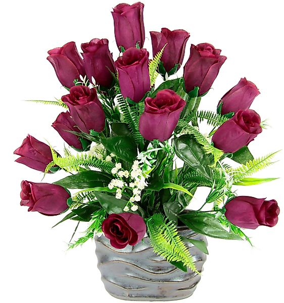 Kunstblume Rosen-Arrangement in Vase aus Keramik günstig online kaufen