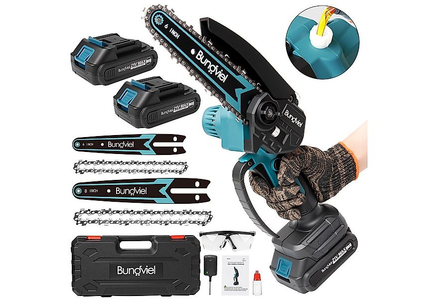 Bundviel Akku-Kettensäge Akku Kettensäge 6+8 Zoll Mini Kettensägen Bürstenl günstig online kaufen
