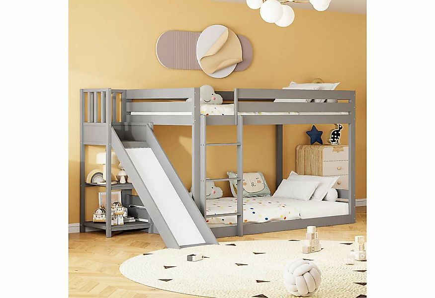 REDOM Kinderbett Kinderbetten Gästebett (mit Lattenrost, Rutsche und Regal, günstig online kaufen