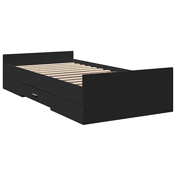 vidaXL Bettgestell, Bettrahmen mit Schubladen Schwarz 75x190 cm Holzwerksto günstig online kaufen