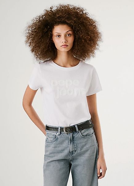 Pepe Jeans T-Shirt "ARIA" mit Ton-in-Ton Paillettenbesatz günstig online kaufen