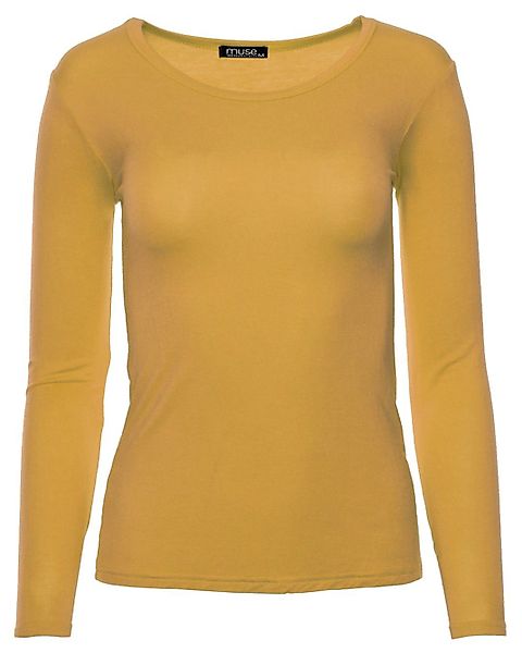 Muse Rundhalsshirt Basic Rundhals Langarmshirt Skinny günstig online kaufen
