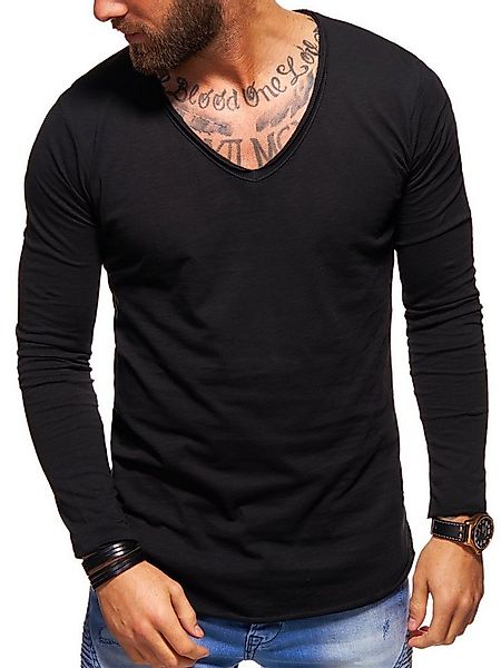 Style-Division Longsleeve SDJOLIET Basic V-Neck im Oversize-Look günstig online kaufen